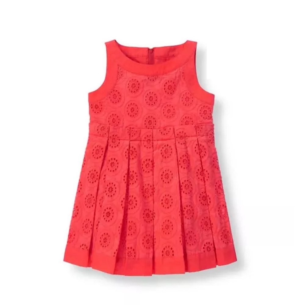 Janie and Jack Coral Eyelet Dress Size 12-18 Months